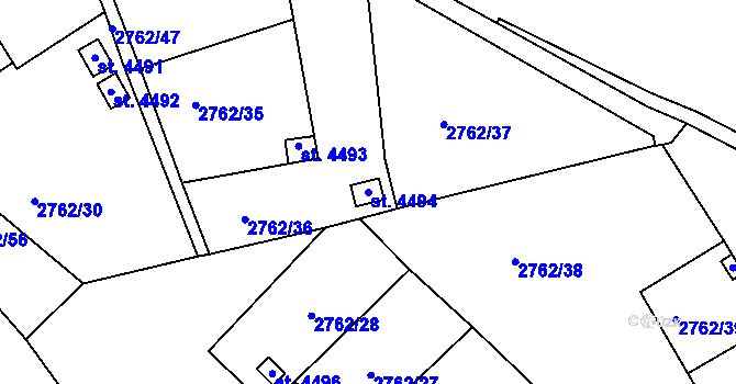 Parcela st. 4494 v KÚ Žatec, Katastrální mapa