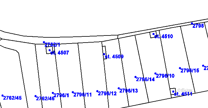Parcela st. 4509 v KÚ Žatec, Katastrální mapa