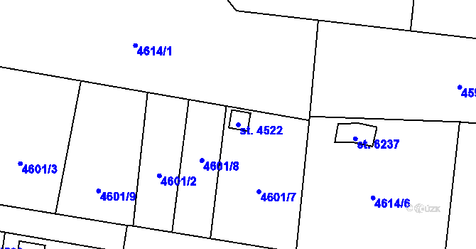 Parcela st. 4522 v KÚ Žatec, Katastrální mapa