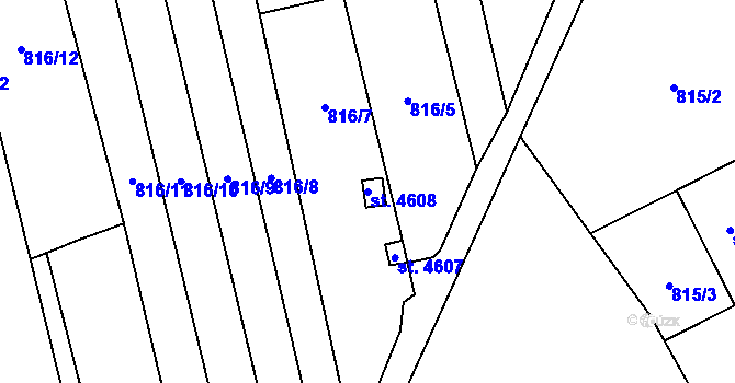 Parcela st. 4608 v KÚ Žatec, Katastrální mapa