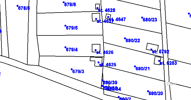 Parcela st. 4626 v KÚ Žatec, Katastrální mapa