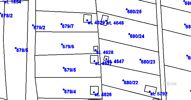 Parcela st. 4628 v KÚ Žatec, Katastrální mapa