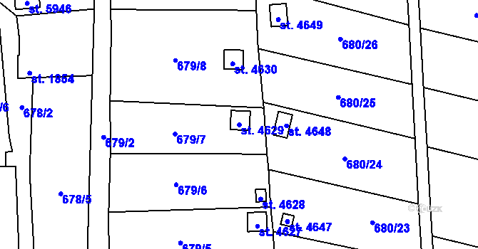 Parcela st. 4629 v KÚ Žatec, Katastrální mapa