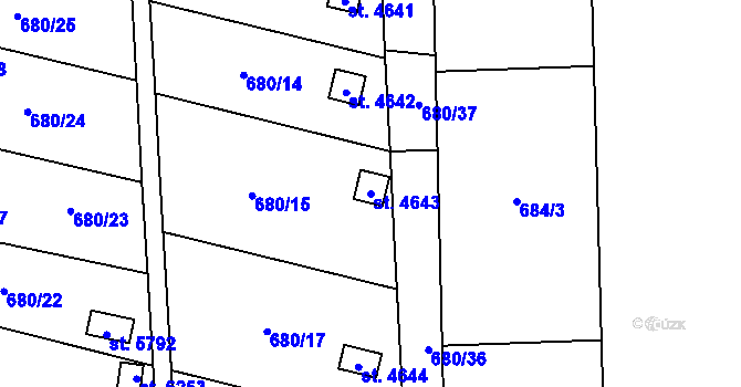 Parcela st. 4643 v KÚ Žatec, Katastrální mapa