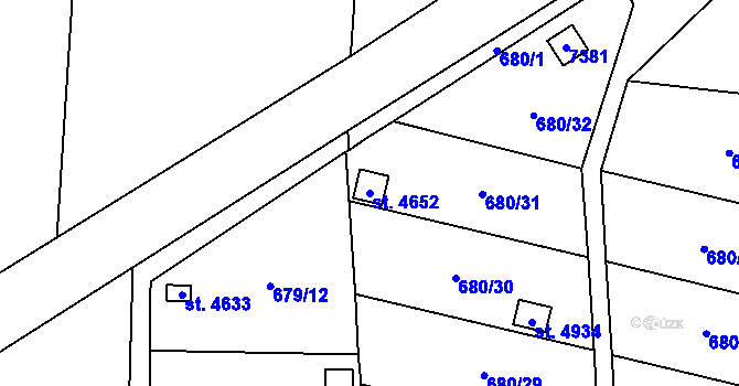 Parcela st. 4652 v KÚ Žatec, Katastrální mapa