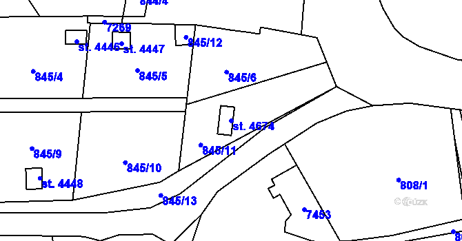 Parcela st. 4674 v KÚ Žatec, Katastrální mapa