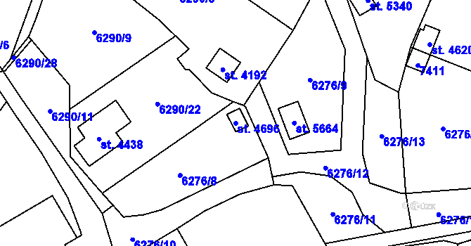 Parcela st. 4696 v KÚ Žatec, Katastrální mapa