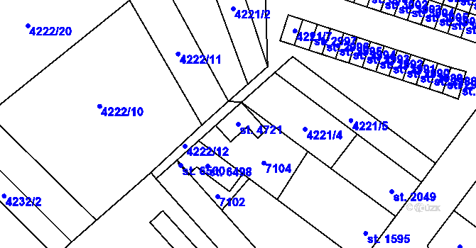 Parcela st. 4721 v KÚ Žatec, Katastrální mapa