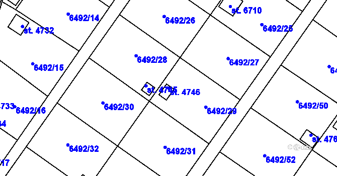 Parcela st. 4746 v KÚ Žatec, Katastrální mapa