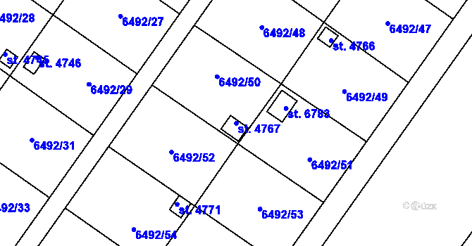 Parcela st. 4767 v KÚ Žatec, Katastrální mapa