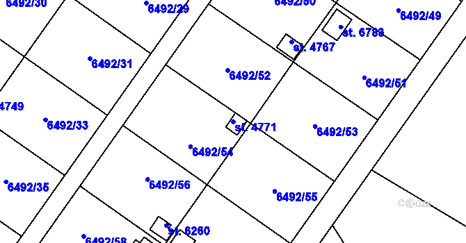 Parcela st. 4771 v KÚ Žatec, Katastrální mapa