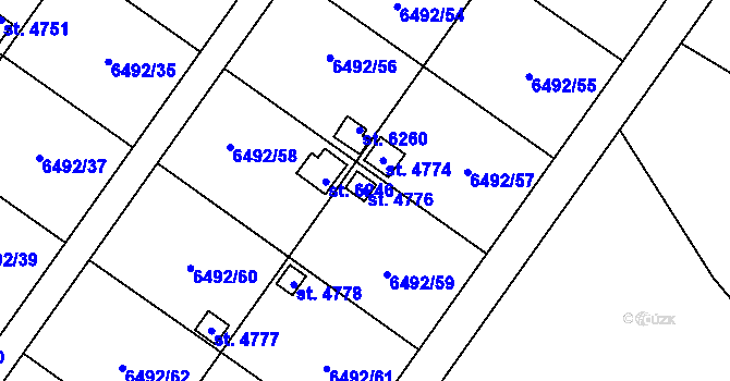 Parcela st. 4776 v KÚ Žatec, Katastrální mapa