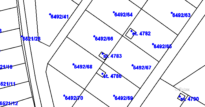 Parcela st. 4783 v KÚ Žatec, Katastrální mapa
