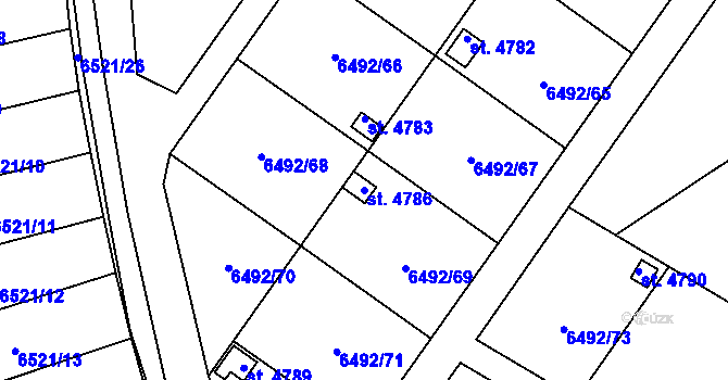 Parcela st. 4786 v KÚ Žatec, Katastrální mapa