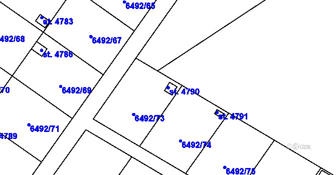 Parcela st. 4790 v KÚ Žatec, Katastrální mapa