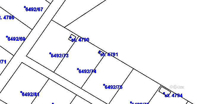 Parcela st. 4791 v KÚ Žatec, Katastrální mapa