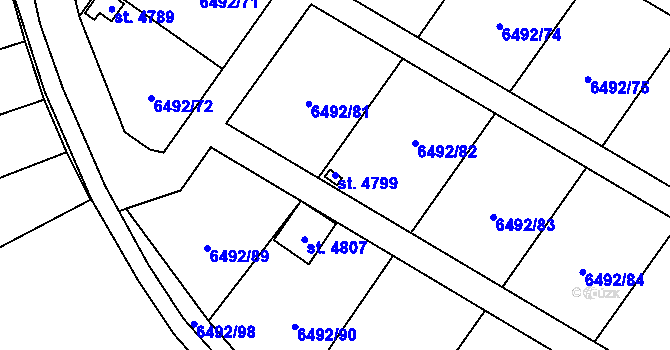 Parcela st. 4799 v KÚ Žatec, Katastrální mapa