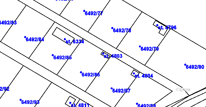 Parcela st. 4803 v KÚ Žatec, Katastrální mapa