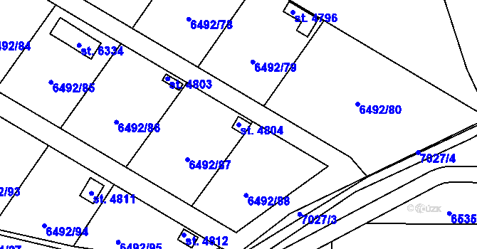 Parcela st. 4804 v KÚ Žatec, Katastrální mapa