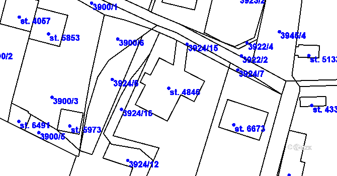 Parcela st. 4846 v KÚ Žatec, Katastrální mapa