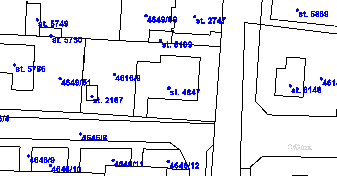 Parcela st. 4847 v KÚ Žatec, Katastrální mapa