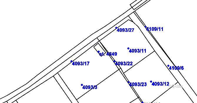 Parcela st. 4849 v KÚ Žatec, Katastrální mapa