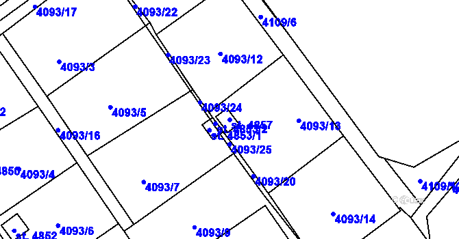 Parcela st. 4857 v KÚ Žatec, Katastrální mapa