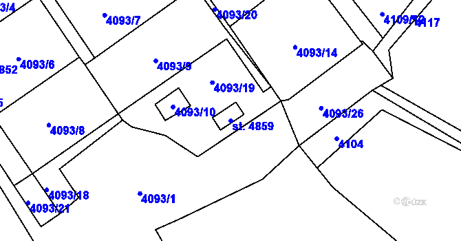 Parcela st. 4859 v KÚ Žatec, Katastrální mapa