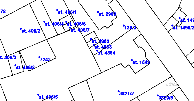 Parcela st. 4864 v KÚ Žatec, Katastrální mapa