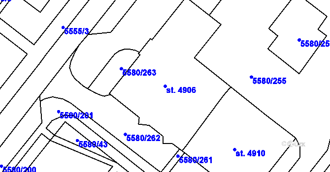 Parcela st. 4906 v KÚ Žatec, Katastrální mapa