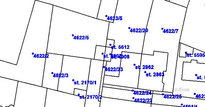Parcela st. 4907 v KÚ Žatec, Katastrální mapa