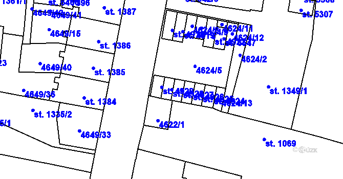 Parcela st. 4928 v KÚ Žatec, Katastrální mapa