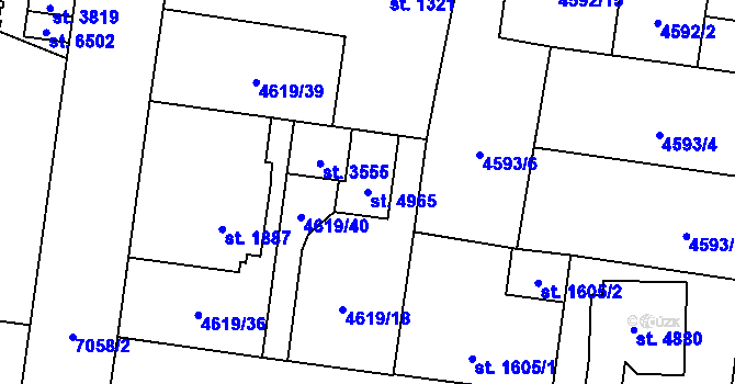 Parcela st. 4965 v KÚ Žatec, Katastrální mapa