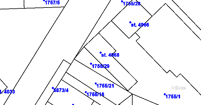 Parcela st. 4968 v KÚ Žatec, Katastrální mapa