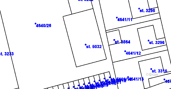 Parcela st. 5032 v KÚ Žatec, Katastrální mapa