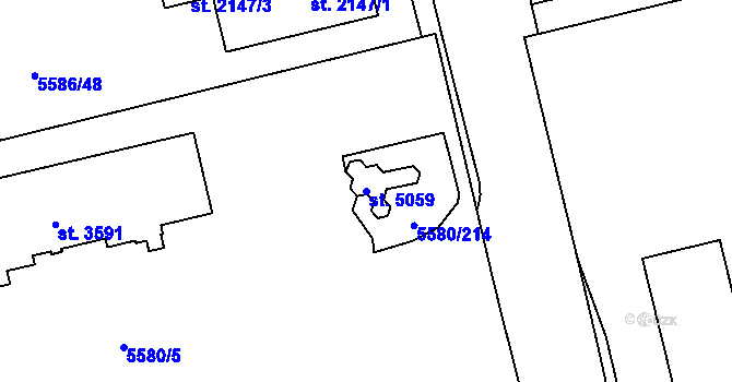 Parcela st. 5059 v KÚ Žatec, Katastrální mapa