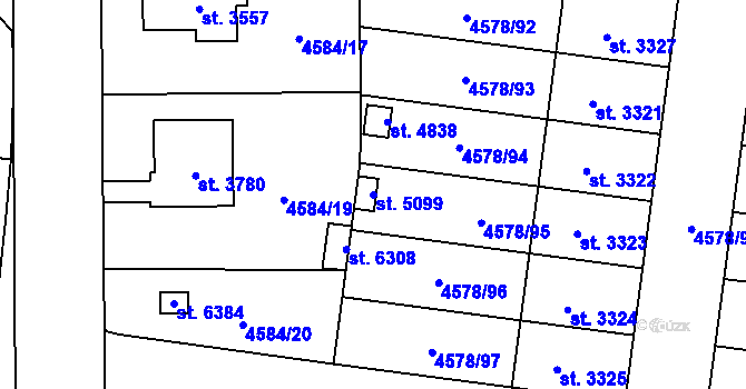 Parcela st. 5099 v KÚ Žatec, Katastrální mapa