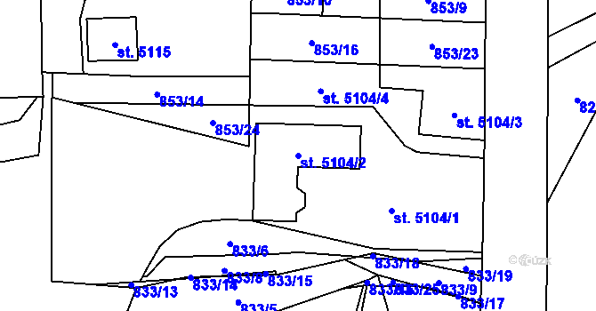 Parcela st. 5104/2 v KÚ Žatec, Katastrální mapa