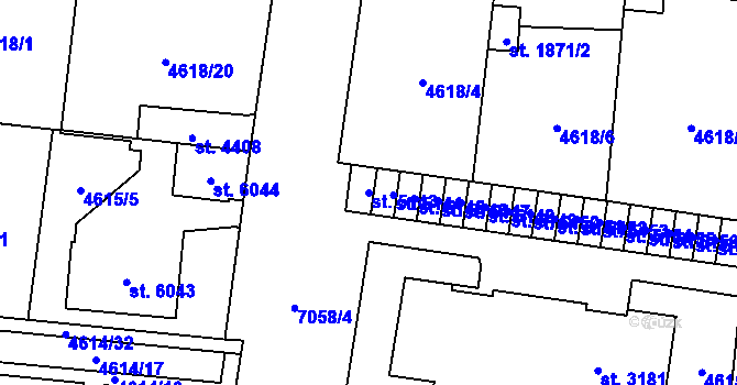 Parcela st. 5143 v KÚ Žatec, Katastrální mapa