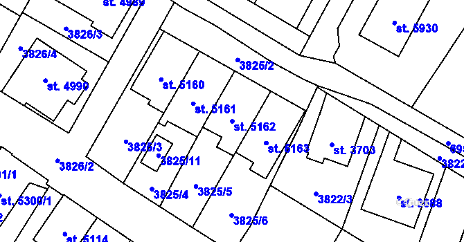 Parcela st. 5162 v KÚ Žatec, Katastrální mapa