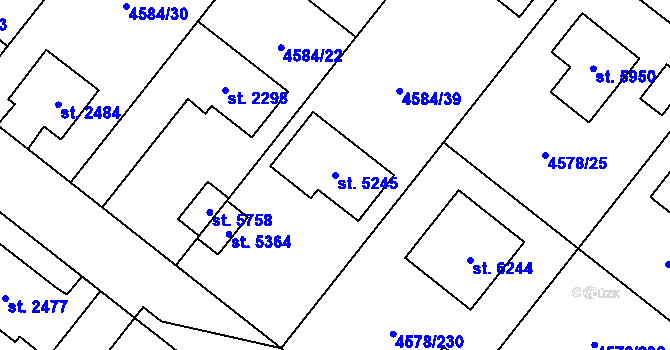 Parcela st. 5245 v KÚ Žatec, Katastrální mapa