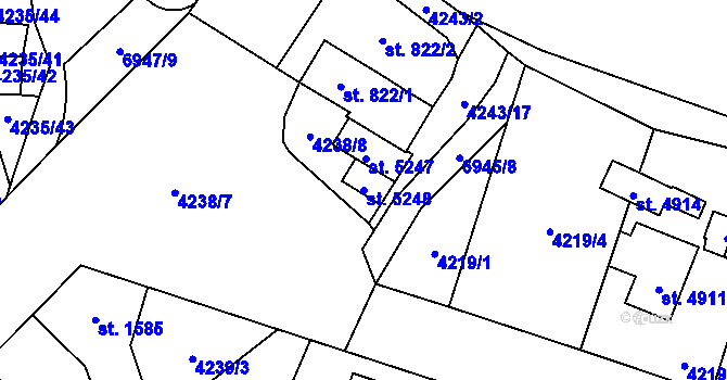 Parcela st. 5248 v KÚ Žatec, Katastrální mapa