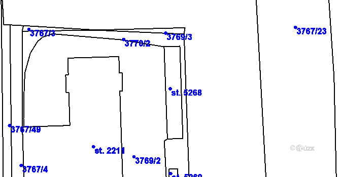 Parcela st. 5268 v KÚ Žatec, Katastrální mapa