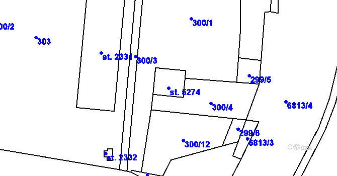 Parcela st. 5274 v KÚ Žatec, Katastrální mapa