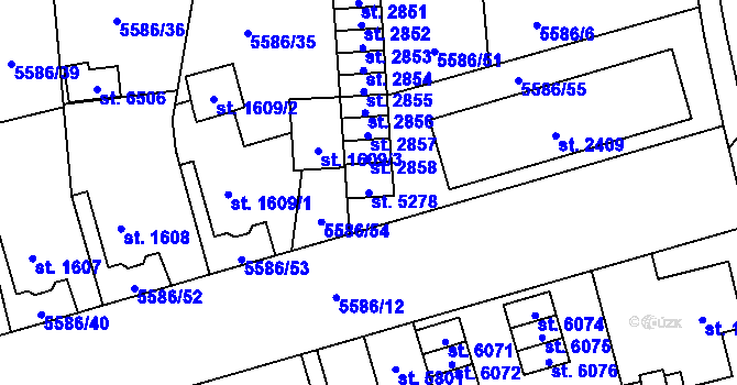 Parcela st. 5278 v KÚ Žatec, Katastrální mapa