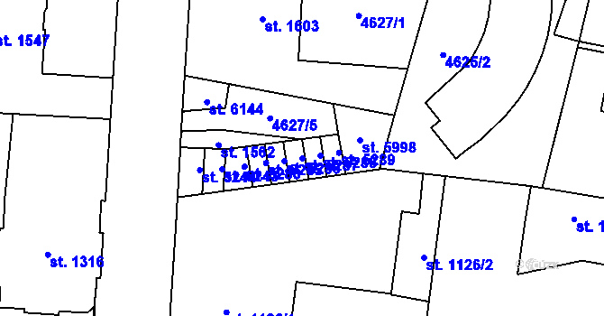 Parcela st. 5287 v KÚ Žatec, Katastrální mapa