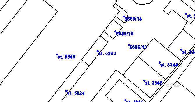 Parcela st. 5293 v KÚ Žatec, Katastrální mapa
