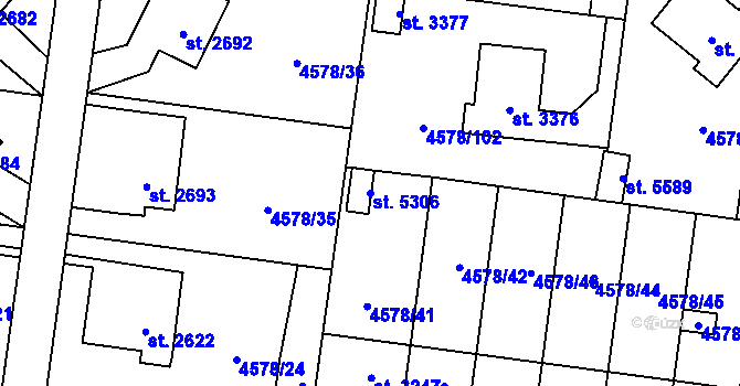 Parcela st. 5306 v KÚ Žatec, Katastrální mapa
