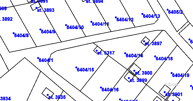 Parcela st. 5317 v KÚ Žatec, Katastrální mapa