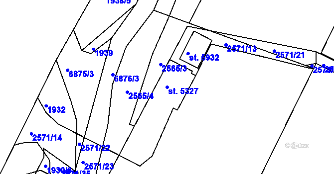 Parcela st. 5327 v KÚ Žatec, Katastrální mapa